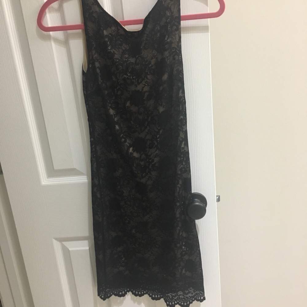 Black and Beige Lace Dress